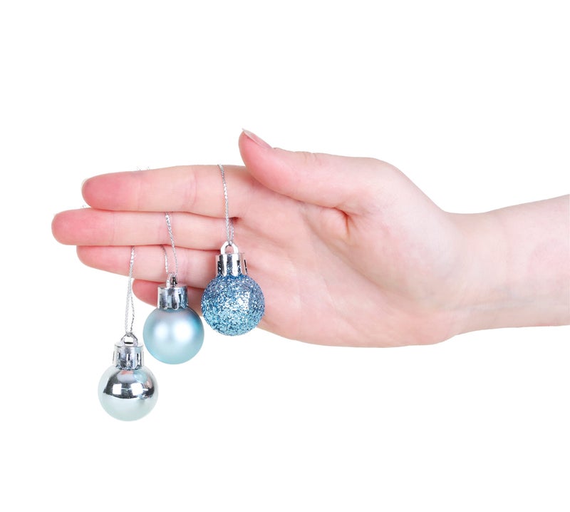 Christmas ConceptsÂ® Pack of 25-25mm Mini Christmas Tree Baubles - Shiny, Matte & Glitter Decorated Ornaments (Ice Blue) - Image 4